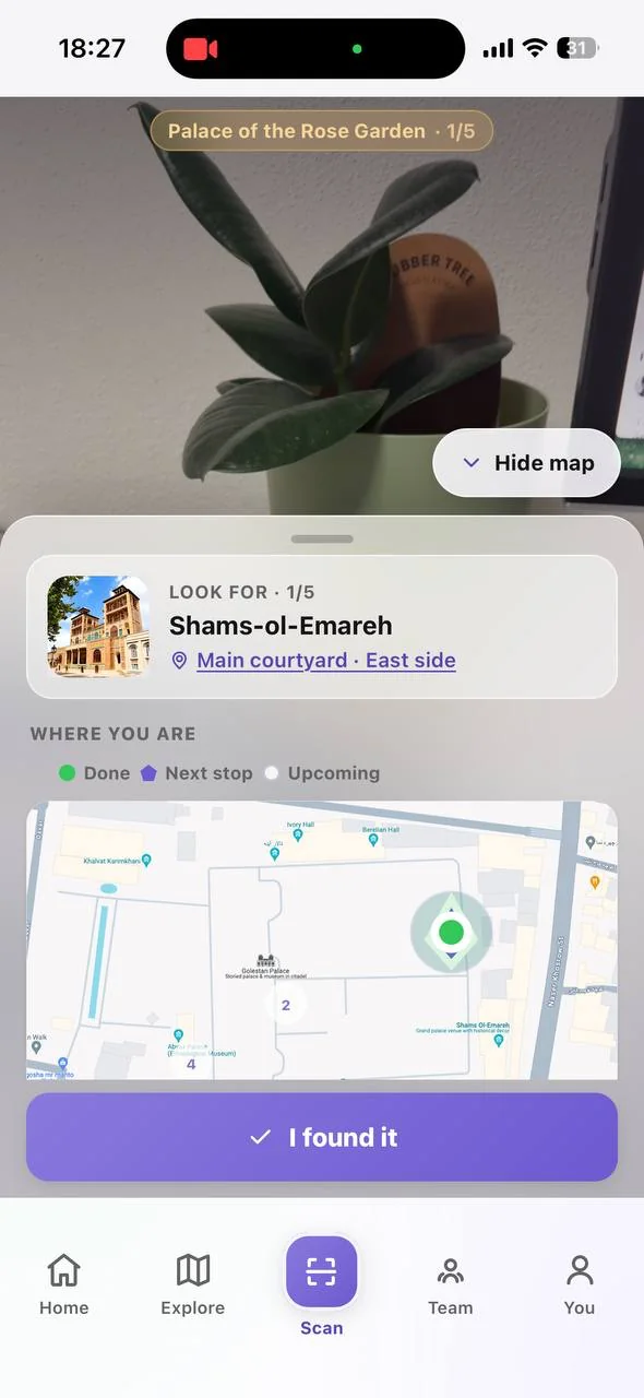 AR view with the map revealed