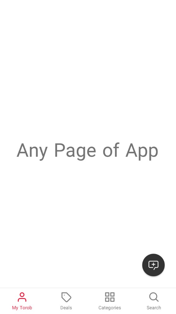 Floating chat entry point available on any page of the app